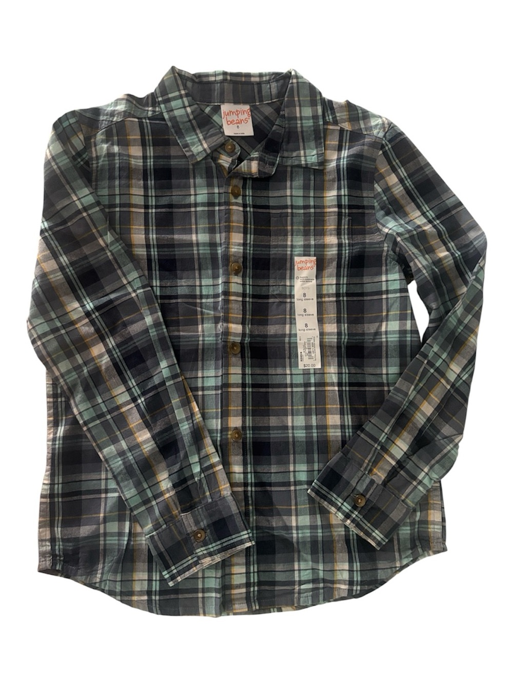 jumping beans Navy, Mint & Mustard Plaid Button-Down Shirt